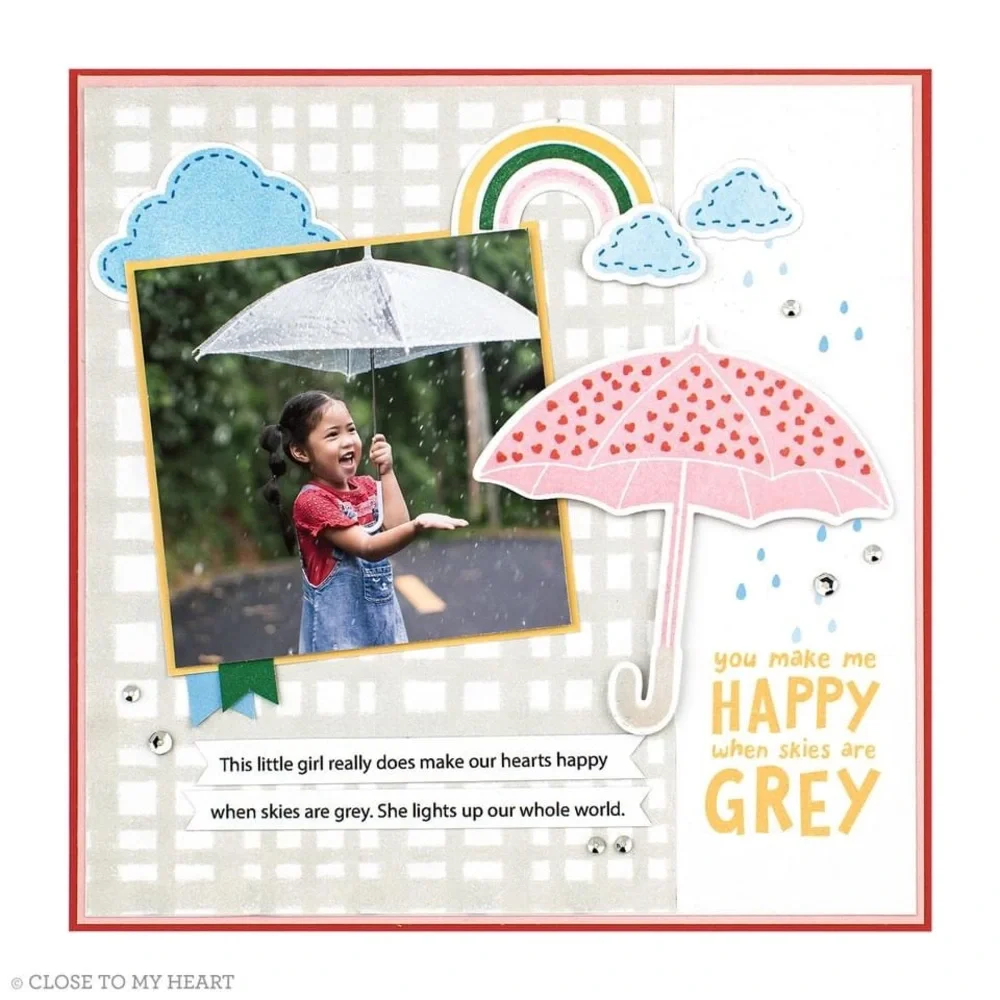 SOLD! CTMH • “When Skies are Grey” Clear Stamp and Die Set - Picture 6 of 8
